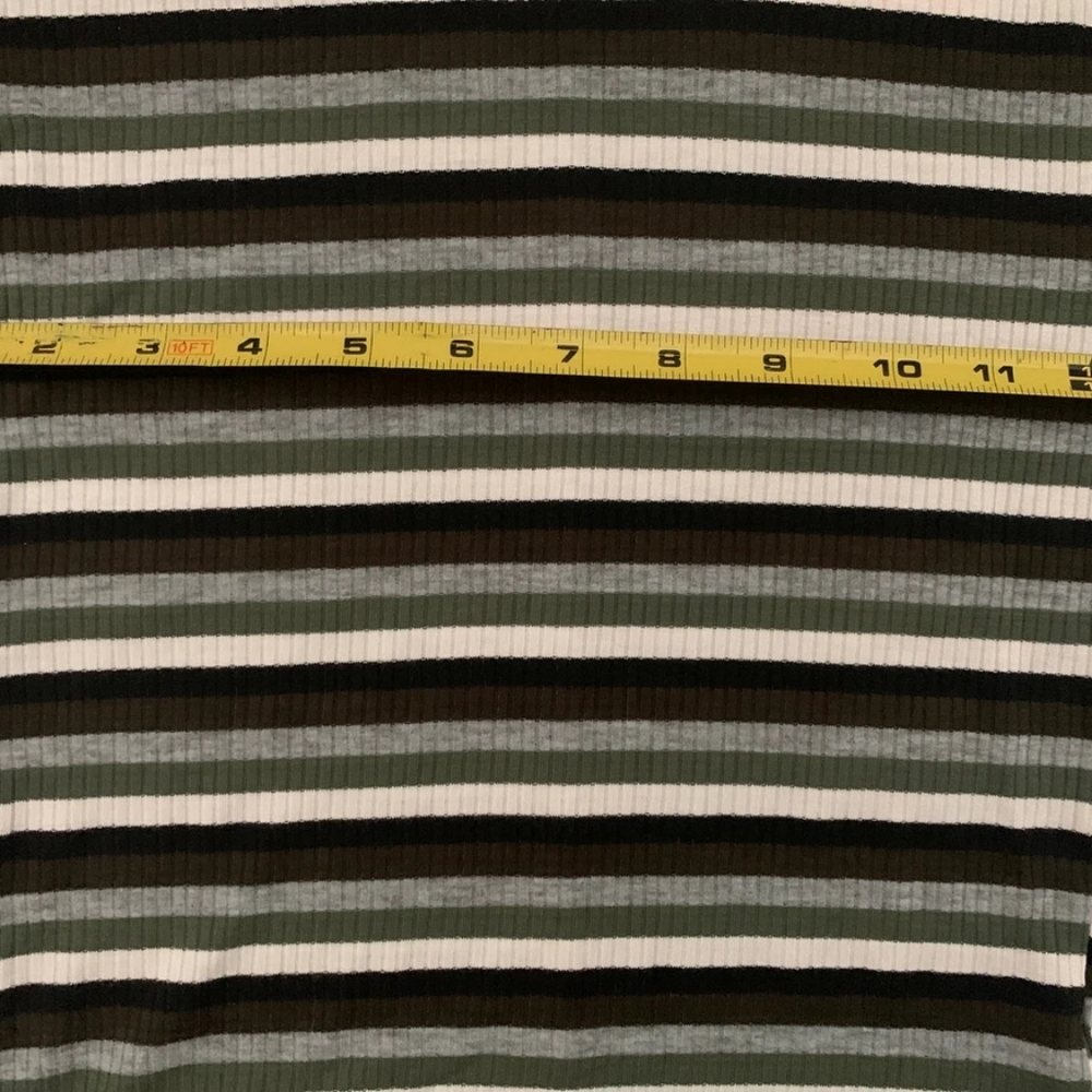 NWT Free People Good on You Army Green Stripe Round Hem Ribbed Tee Top - Picture 10 of 16
